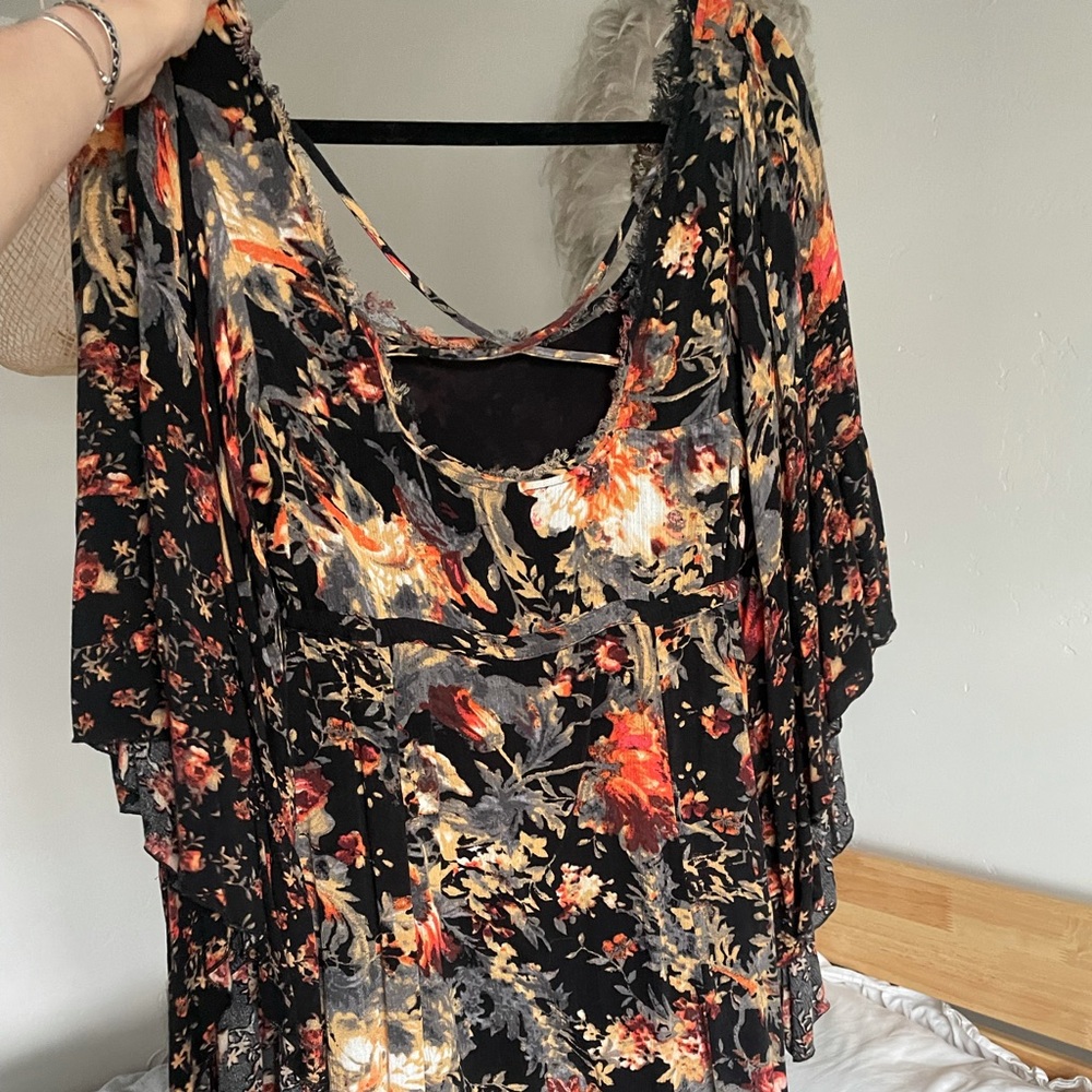 Free People Loose Ruffle Floral Dress